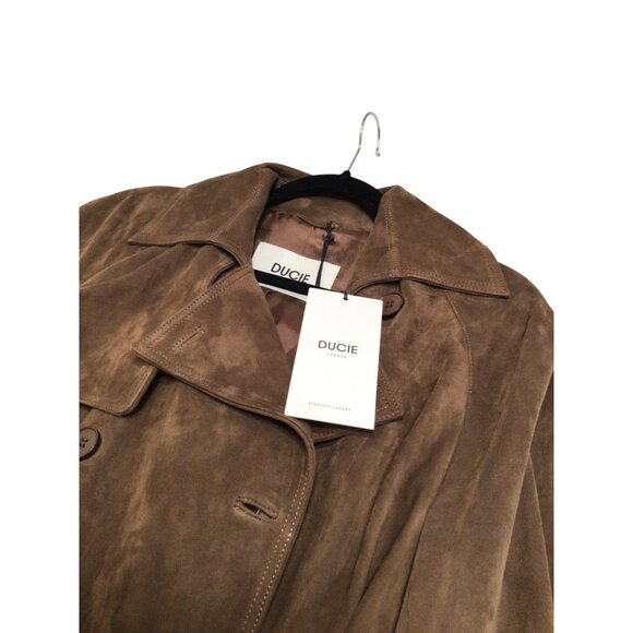DUCIE London Corrin Suede Trench Coat in Coco - Picture 4 of 4